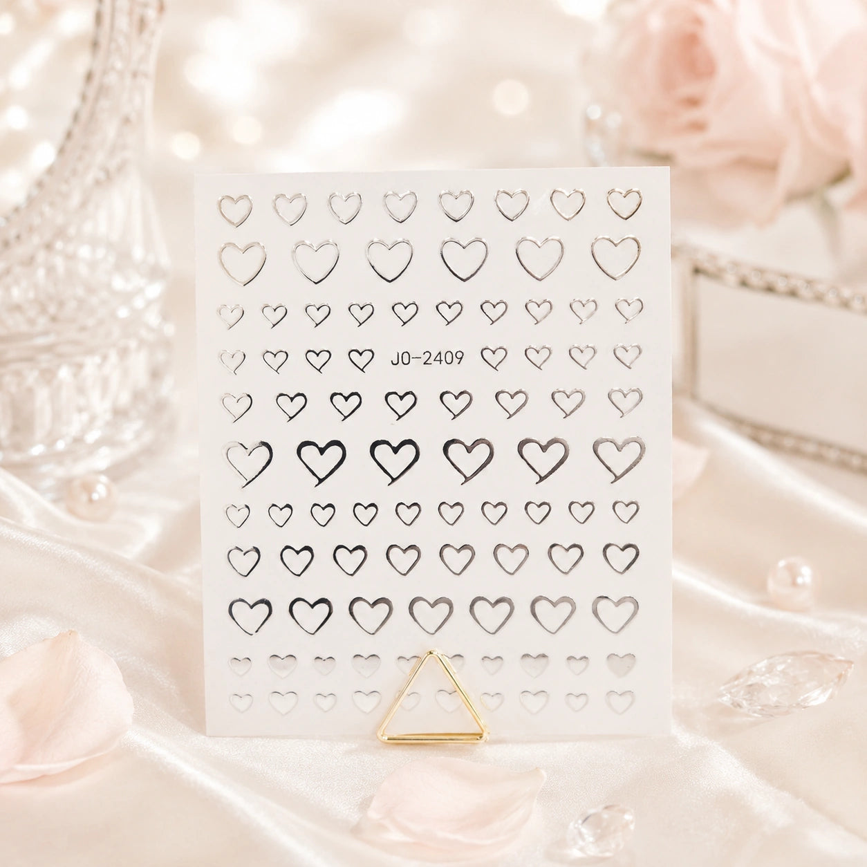 Naklejki na paznokcie Premium Nails – Small Silver Hearts – Nail Art Stickers