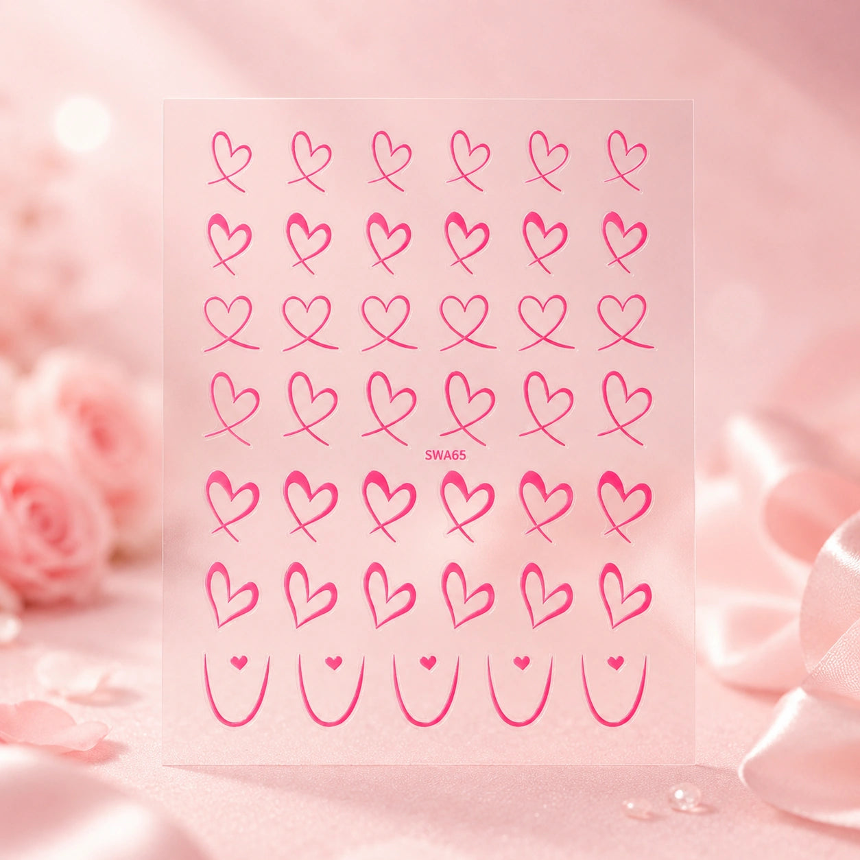 Naklejki na paznokcie Premium Nails – Large Pink Hearts – Nail Art Stickers