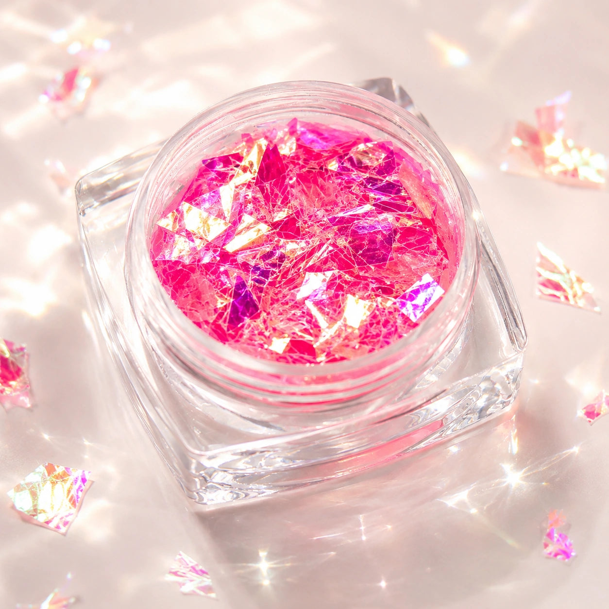 Różowe opalizujące płatki do zdobienia paznokci Premium Nails