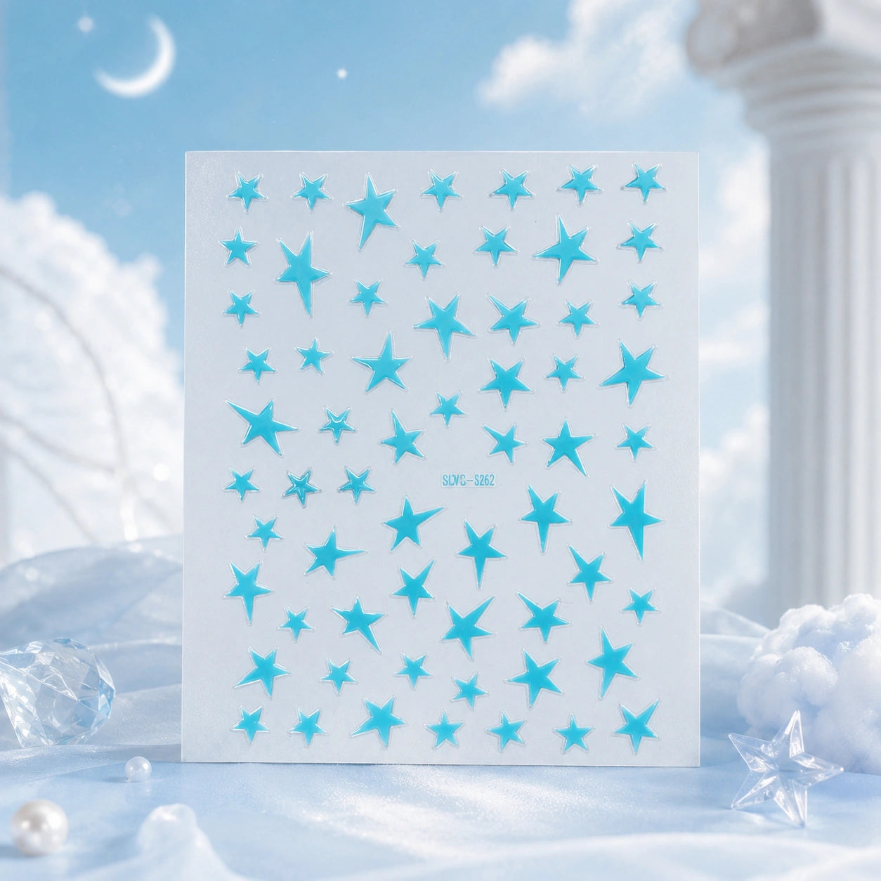 Naklejki na paznokcie Premium Nails – Large Blue Stars – Nail Art Stickers