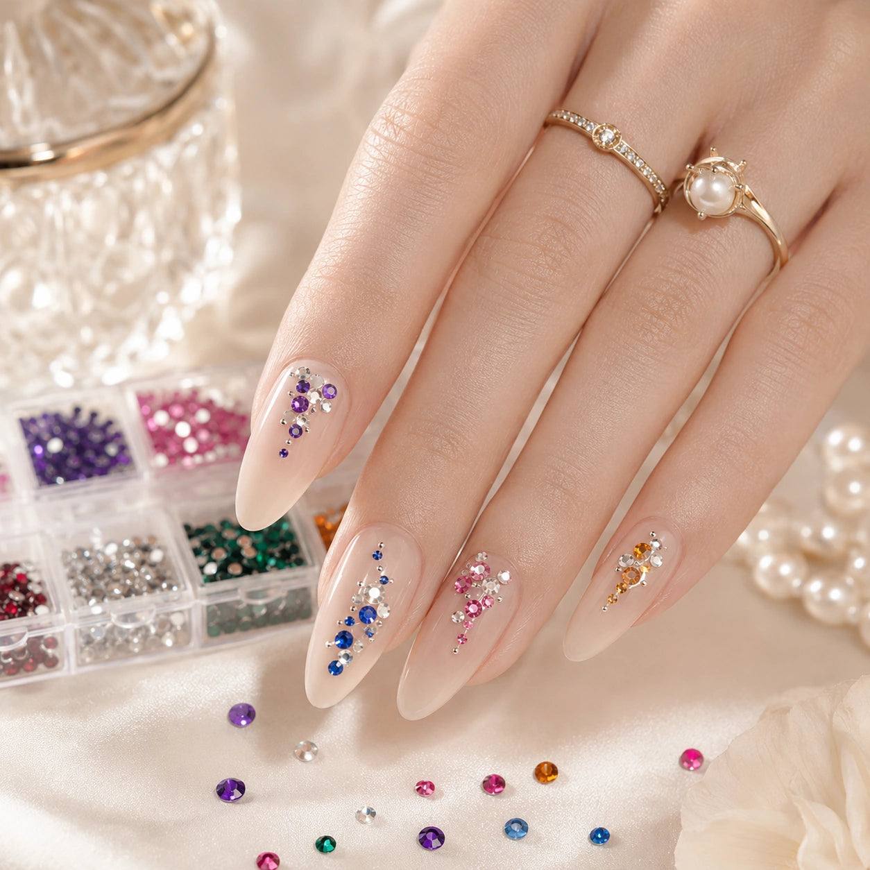 Cyrkonie do paznokci kolorowe – zestaw nail art mix | Premium Nails