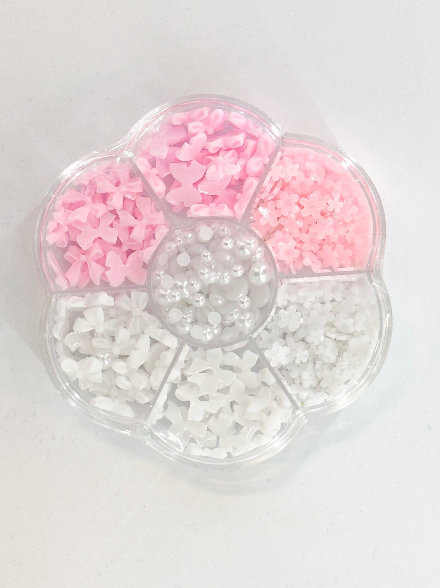 Zestaw zdobień do paznokci kokardki i perły różowo-białe | Premium Nails