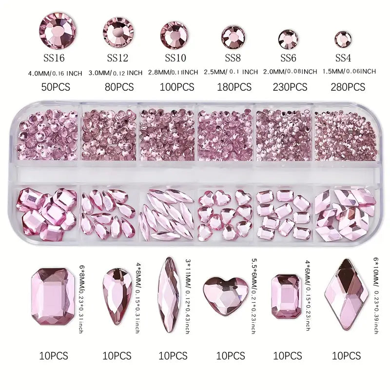 Crystal Color Wheel – Zestaw 12-komorowych cyrkonii 3D Różowy