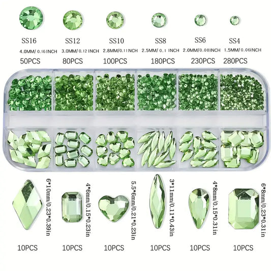 Crystal Color Wheel – Zestaw 12-komorowych cyrkonii 3D Jasnozielony