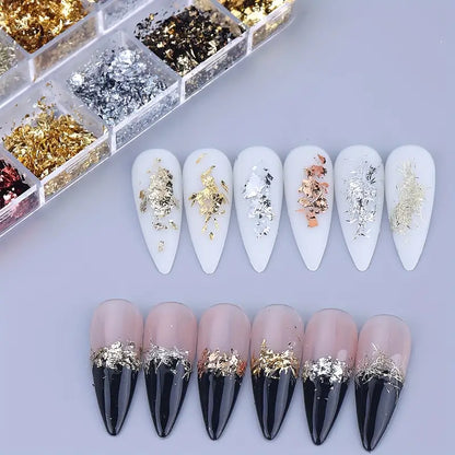 Gold Foil Grid – złote folie do zdobień paznokci (zestaw)