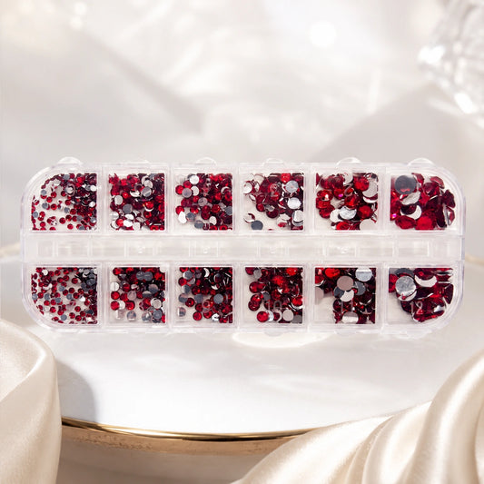 Cyrkonie do paznokci czerwone – zestaw nail art mix | Premium Nails