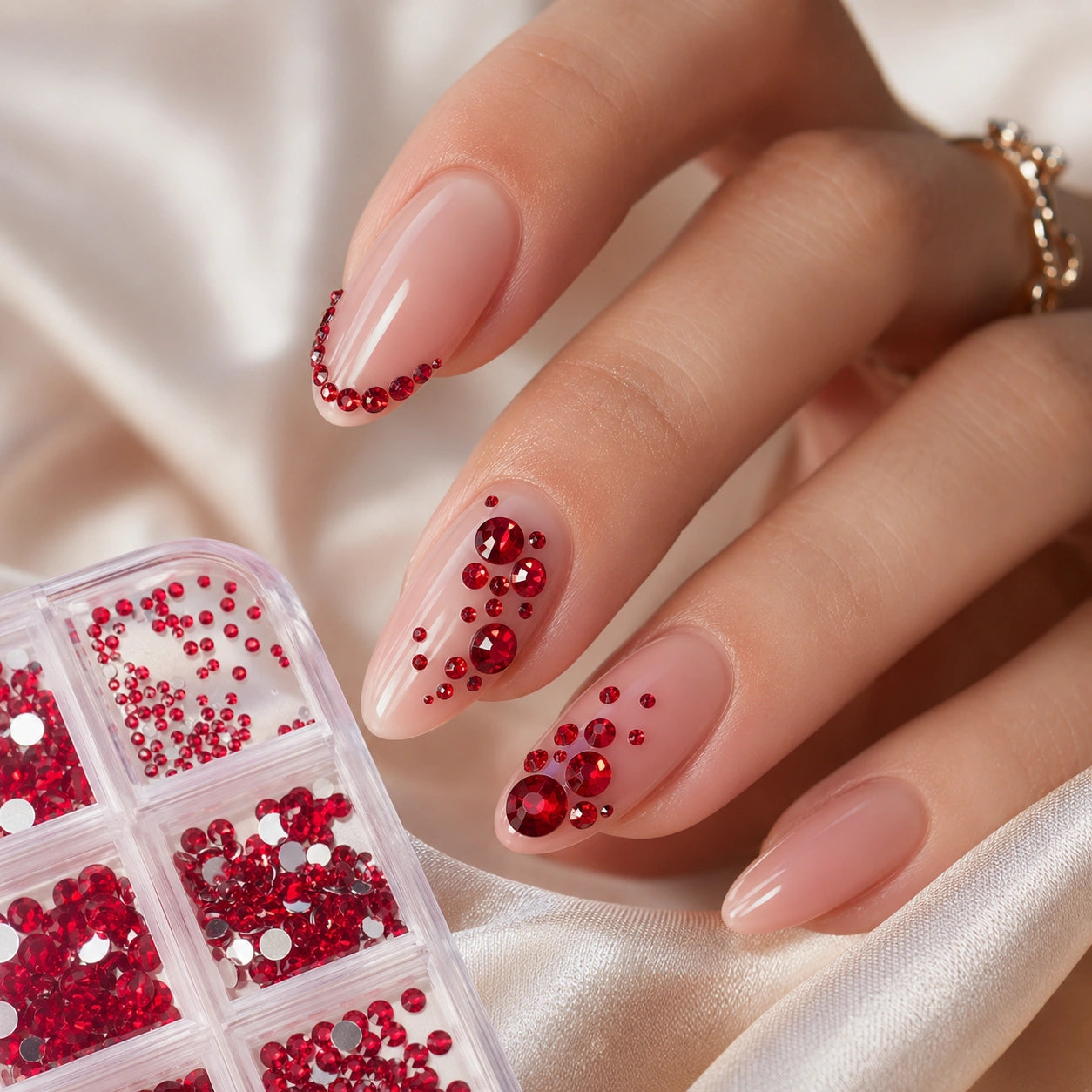 Cyrkonie do paznokci czerwone – zestaw nail art mix | Premium Nails