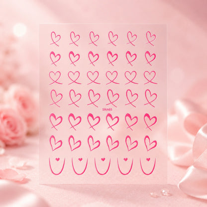 Naklejki na paznokcie Premium Nails – Large Pink Hearts – Nail Art Stickers