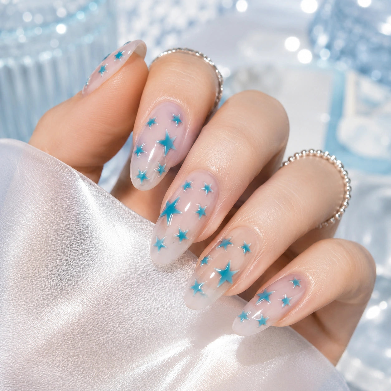 Naklejki na paznokcie Premium Nails – Large Blue Stars – Nail Art Stickers