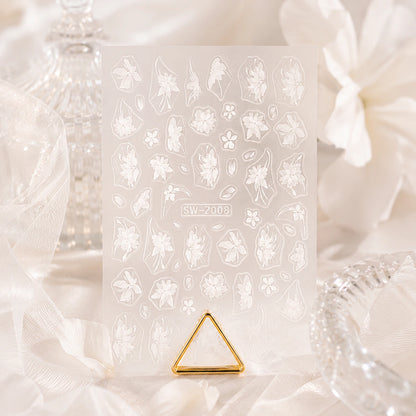 Naklejki na paznokcie Premium Nails – White Leaves – Nail Art Stickers