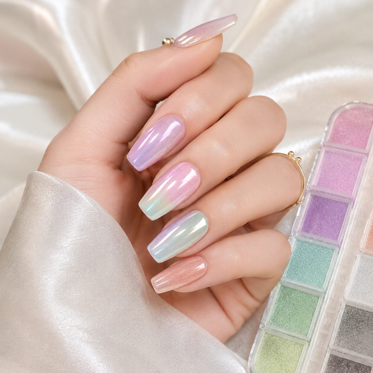 Zestaw pyłków perłowo-opalizujących do paznokci 12 kolorów Premium Nails