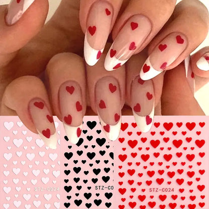 Heart Mix – naklejki na paznokcie z motywem serc (zestaw 3 arkuszy)