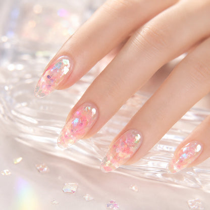 Biało-różowe opalizujące płatki do zdobienia paznokci Premium Nails