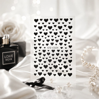 Naklejki na paznokcie Premium Nails – Small Black Hearts – Nail Art Stickers