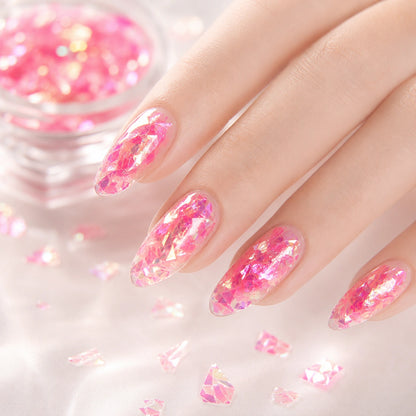 Różowe opalizujące płatki do zdobienia paznokci Premium Nails