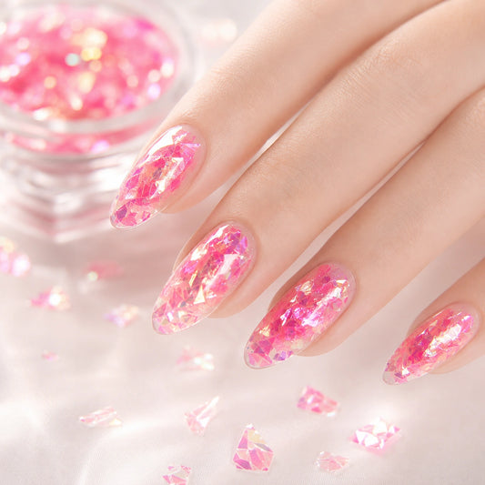 Różowe opalizujące płatki do zdobienia paznokci Premium Nails