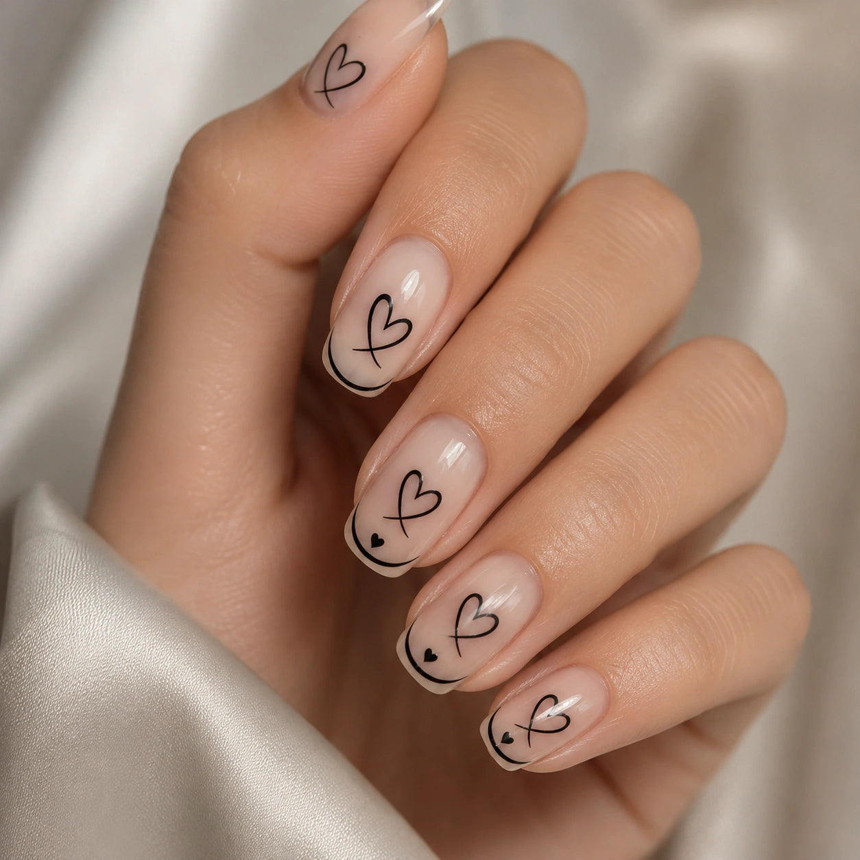 Naklejki na paznokcie Premium Nails – Large Black Hearts – Nail Art Stickers