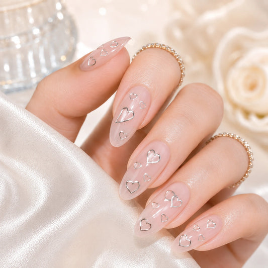 Naklejki na paznokcie Premium Nails – Small Silver Hearts – Nail Art Stickers