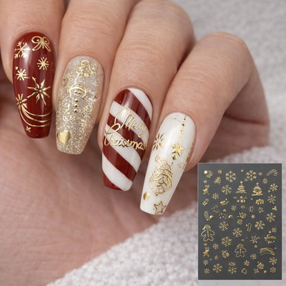 Golden Holiday Luxe – świąteczne naklejki na paznokcie (zestaw 2 arkuszy)