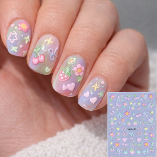 Strawberry Heart – naklejki na paznokcie w stylu Y2K