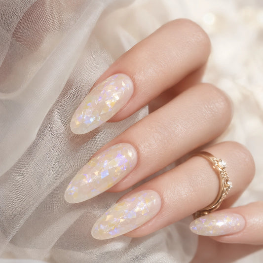 Białe opalizujące płatki do zdobienia paznokci Premium Nails