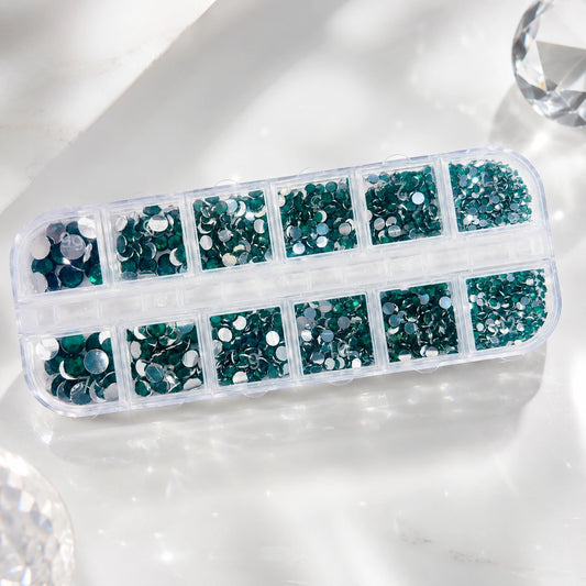 Cyrkonie do paznokci zielone – zestaw nail art mix | Premium Nails