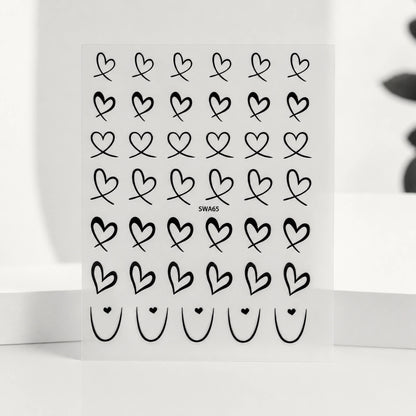 Naklejki na paznokcie Premium Nails – Large Black Hearts – Nail Art Stickers