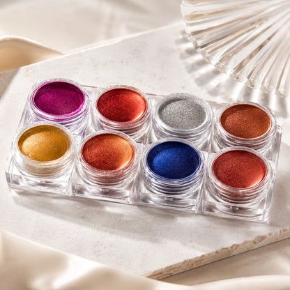 Zestaw pyłków lustrzanych metalicznych do paznokci 8 kolorów Premium Nails