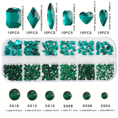Crystal Color Wheel – Zestaw 12-komorowych cyrkonii 3D Ciemnozielony