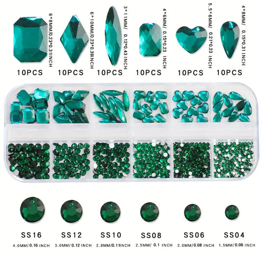 Crystal Color Wheel – Zestaw 12-komorowych cyrkonii 3D Ciemnozielony