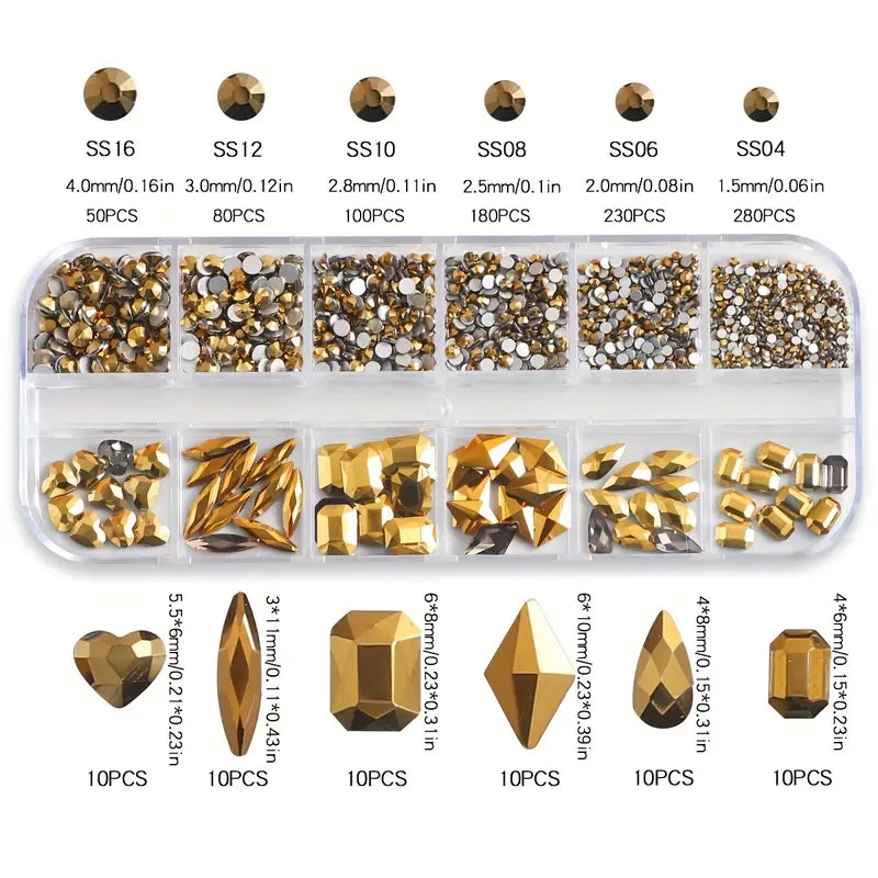 Crystal Color Wheel – Zestaw 12-komorowych cyrkonii 3D Mineral Złoty