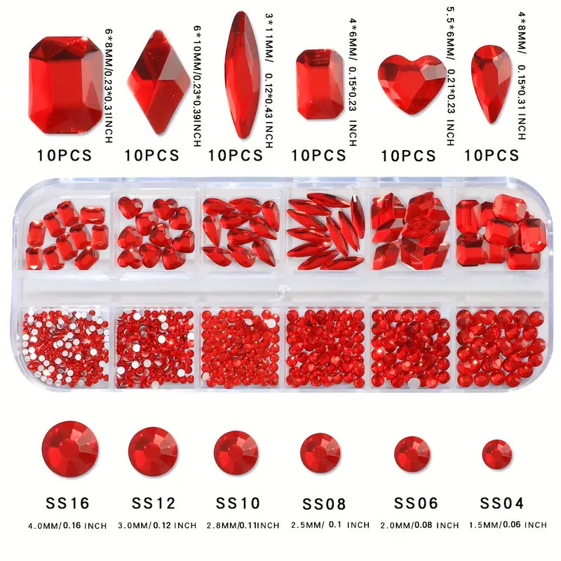 Crystal Color Wheel – Zestaw 12-komorowych cyrkonii 3D Czerwony Jasny