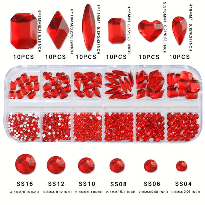 Crystal Color Wheel – Zestaw 12-komorowych cyrkonii 3D Czerwony Jasny