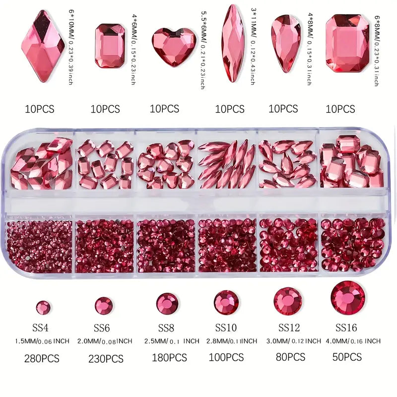 Crystal Color Wheel – Zestaw 12-komorowych cyrkonii 3D Czerwony Róż