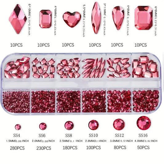 Crystal Color Wheel – Zestaw 12-komorowych cyrkonii 3D Czerwony Róż