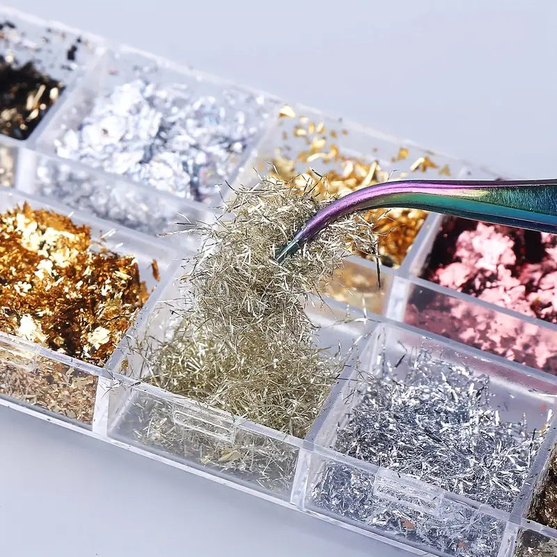 Gold Foil Grid – złote folie do zdobień paznokci (zestaw)