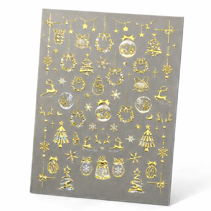 Golden Snowflake 3D – świąteczne złote naklejki na paznokcie