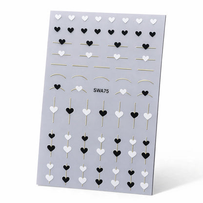 Gold Love Stripes – złote paski 3D do zdobień paznokci (zestaw 2 arkuszy)