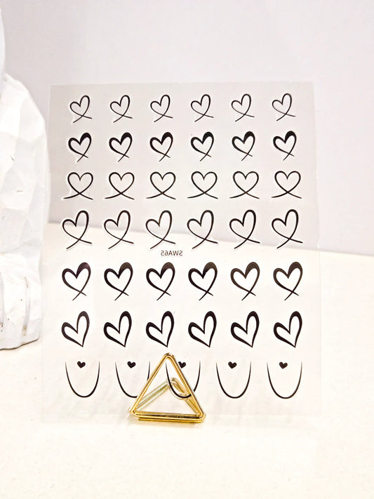 Naklejki na paznokcie Premium Nails – Large Black Hearts – Nail Art Stickers