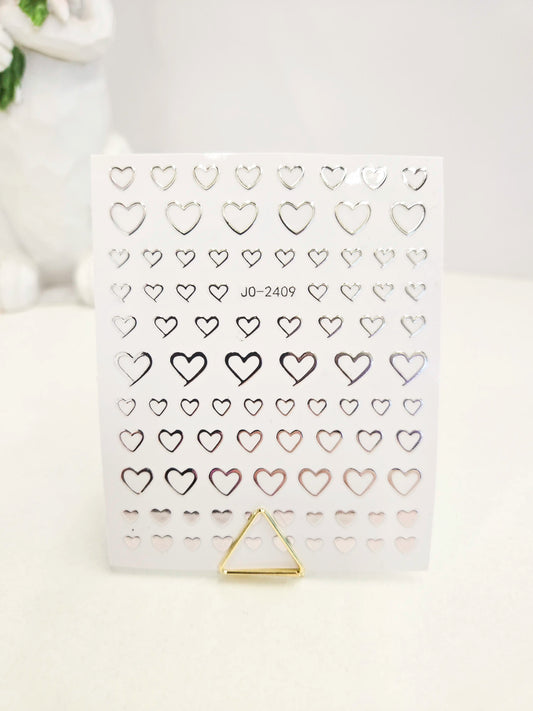 Naklejki na paznokcie Premium Nails – Small Silver Hearts – Nail Art Stickers
