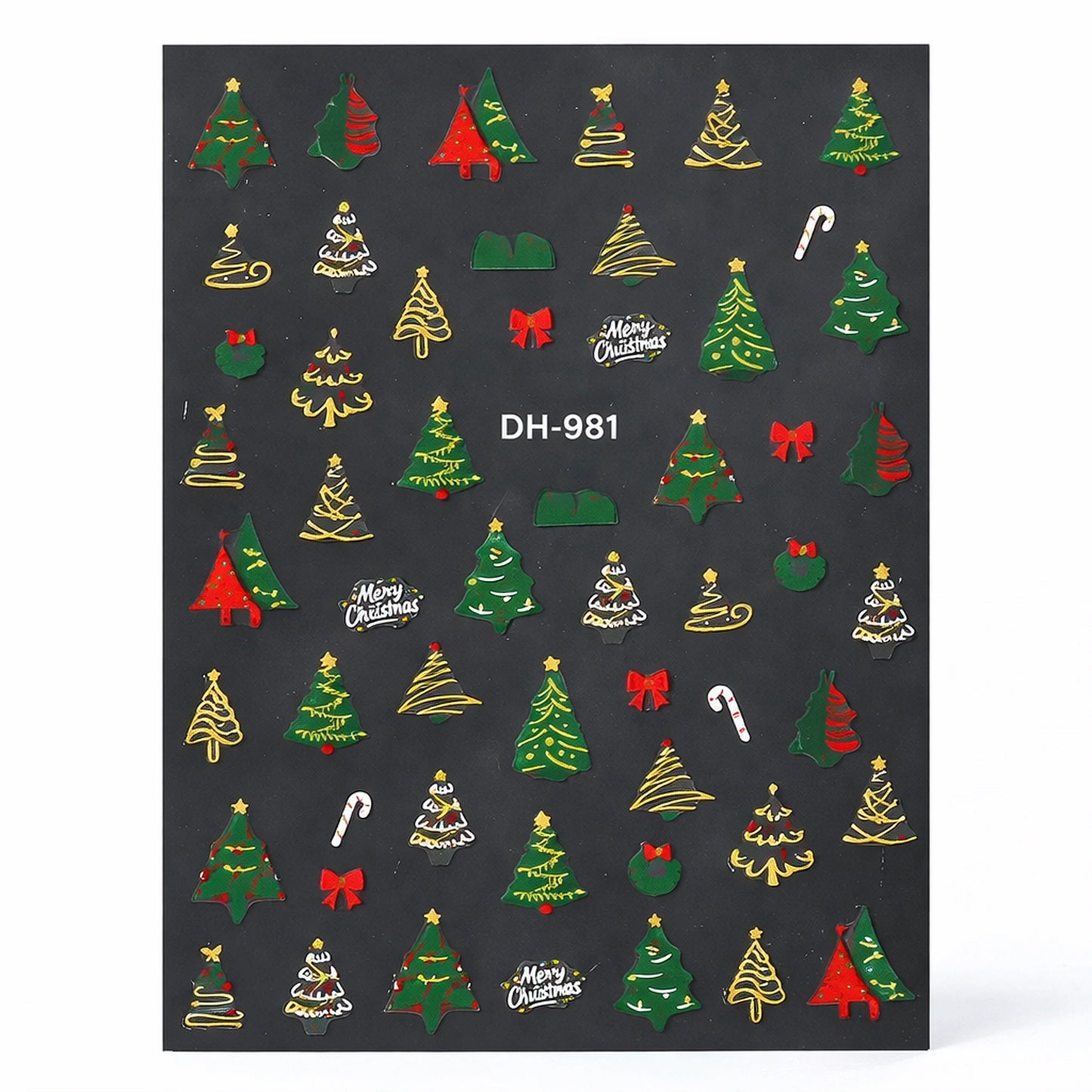 Golden Christmas Trees – świąteczne naklejki na paznokcie z motywem choinek