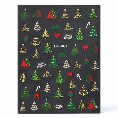 Golden Christmas Trees – świąteczne naklejki na paznokcie z motywem choinek