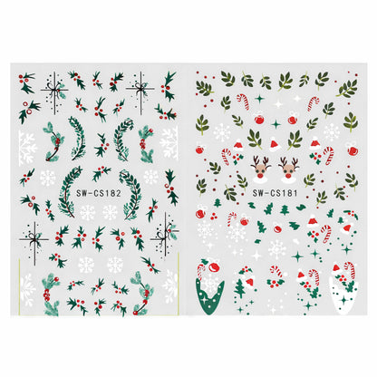 Winter Charm – świąteczne naklejki na paznokcie 3D (zestaw 2 arkuszy)