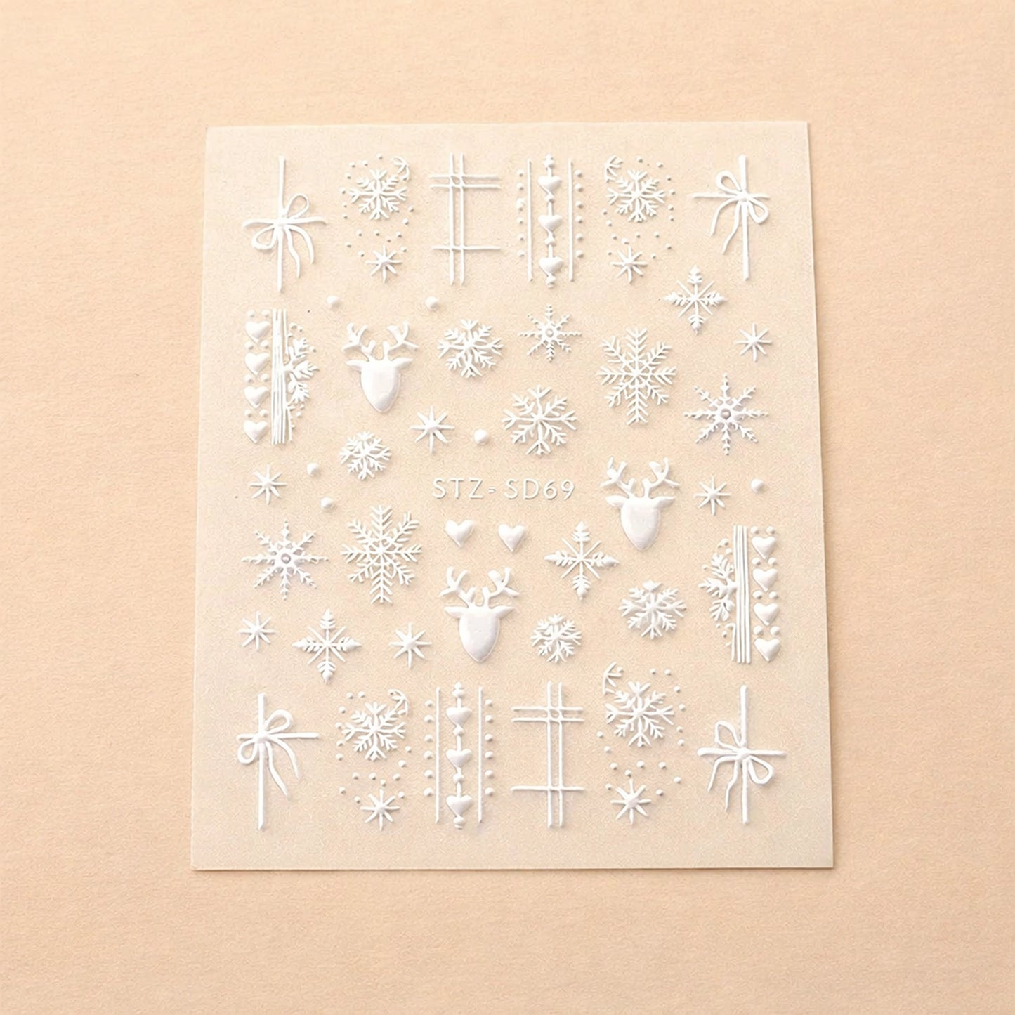 Frosted Deer & Snowflakes – zimowe naklejki na paznokcie z motywem renifera