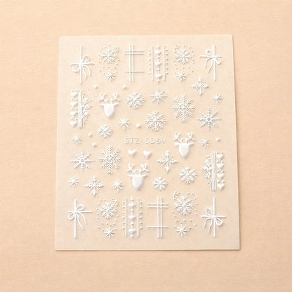 Frosted Deer & Snowflakes – zimowe naklejki na paznokcie z motywem renifera